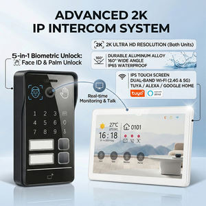 Interphone vidéo IP Hiwink HW-FV5207 2K avec reconnaissance faciale et palmaire, déverrouillage par mot de passe, carte IC, NFC, 2 boutons, IP65, PoE, pour villa - Product Image 1