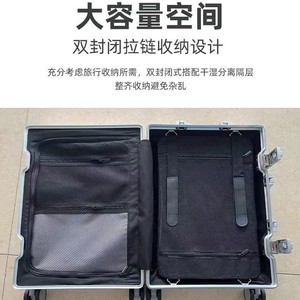 All Aluminum Alloy <b>Suitcase</b> 28 Inch Trolley Case <b>Lock</b> Business Travel Unisex 360 Degree Spinner Wheels Solid Color Metal Luggage - Product Image 4