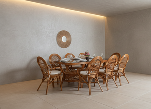 Ensemble de salle à manger en rotin traditionnel JAVA, design confortable pour appartement et hôtel, meubles de maison, vente chaude - Product Image 3