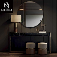 Table console en marbre noir avec pieds en acier inoxydable doré, design moderne de luxe, fabrication sur mesure, vente chaude