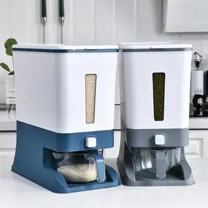 स्वत: 12kg अनाज भंडारण, बॉक्स प्लास्टिक पालतू जानवर खाद्य कॉफी कंटेनर अनाज चावल बाल्टी रसोई आयोजक चावल मशीन/