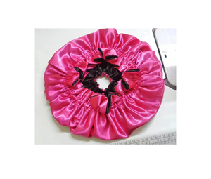 Bonnet de nuit en satin noir 36 cm pour femme, double couche, large bande, avec ouverture pour queue de cheval, 24 couleurs, logo personnalisé, vente en gros - Product Image 1