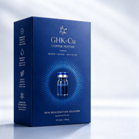 Boîte personnalisée haut de gamme pour flacons de peptides de 3 ml, 5 ml, 10 ml avec plateau intérieur en plastique, emballage de peptides GHK Cu