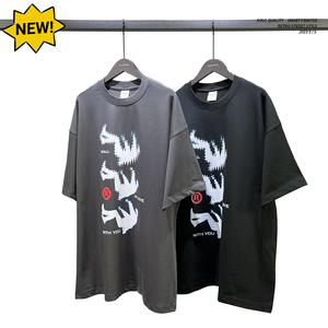 Nouveaux T-shirts longs pour hommes, design respirant, épaules tombantes, avec impression sérigraphique, 100% coton jersey 300GSM - Product Image 1