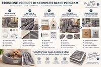 Coussin ovale en daim gris pour animaux de compagnie avec couverture assortie en peluche embossée, canapé-lit pour chiens et chats de taille moyenne et grande