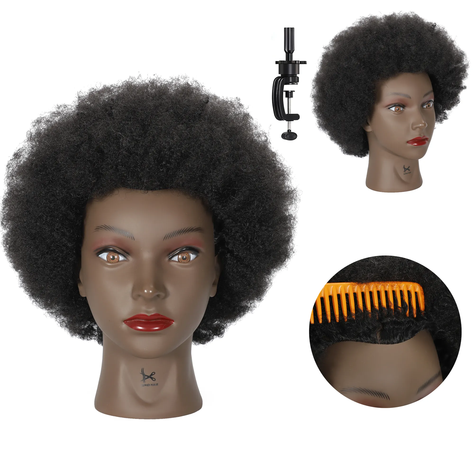 All'ingrosso manichino capelli umani cosmetologia testa di bambola manichino formazione capelli Afro-americani Afro Texture capelli