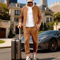 Ensemble de vêtements pour hommes de haute qualité en stock, veste de baseball minimaliste sportive en molleton patchwork pour l'automne, pantalon de jogging