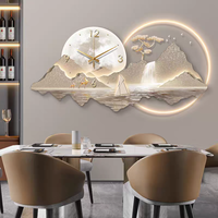 Peinture murale moderne en acrylique et porcelaine avec horloge murale silencieuse, art mural contemporain à LED, décoration pour hôtel et maison