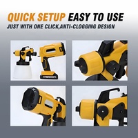 Semprotan Cat Listrik Tanpa Kabel 21V 900ml, Semprotan Daya HVLP Portabel dengan 2 Nozel untuk Pengecatan Furnitur