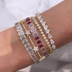 Pulsera de Tenis con Estrellas Gemnel, Plata 925, Pulsera de Estrellas con Circonitas Cúbicas y Extensor, Joyería Brillante para la Noche - Product Image 5