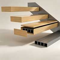 Escalier flottant moderne à monopoutre, escalier droit avec garde-corps en verre, marches en bois massif, pour villa et appartement intérieurs