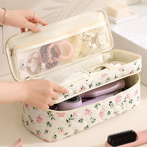 QET1094 Trousse de <span class=keywords><strong>Voyage</strong></span> Double Couche Imprimé Floral Antichoc Portable pour Outils Coiffure Sac de <span class=keywords><strong>Voyage</strong></span> Cosmétique Pliable Organisateur de Maquillage - Product Image 4