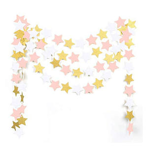 Fleurs colorées en papier de 2m pour les décorations de fête d'anniversaire Drapeaux en étoile et à pois Articles décoratifs à cordes - Product Image 4