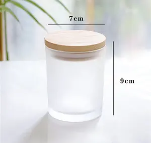 新款批发定制优雅玻璃蜡烛容器10盎司14盎司白色磨砂圆形玻璃蜡烛罐带盖家居装饰