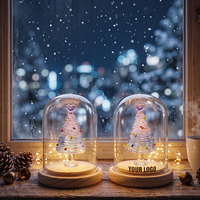 Sapin de Noël en verre artisanal de style Murano, bleu et violet, en forme de cœur, avec dôme en verre, pour la décoration de table de Noël, cadeau
