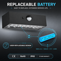 Lampe murale solaire extérieure IP65 étanche à double effet lumineux, garantie 3 ans, pour cour, maison, villa
