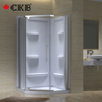 Cabine de douche pivotante semi-cerclée en aluminium CKB Modern Straight Freestanding avec verre trempé Neo Angle