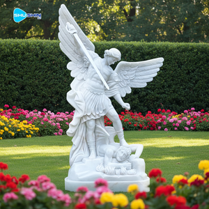 Estatua de Jardín del Arcángel Miguel, Escultura de Mármol, Decoración Exterior Personalizada, Tallada a Mano para Uso en Iglesias y Cementerios - Product Image 4