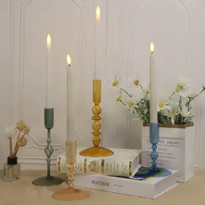 Table top decorating blown glass taper bubble candle candle holders glass candlestick candlesticks holder for candles wholesale