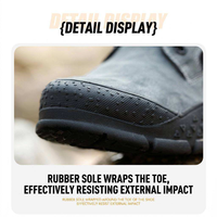 Chaussures de sécurité montantes pour hommes, anti-choc, avec embout en acier et anti-perforation, en cuir microfibre, pour le travail et la construction