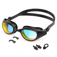 Lunettes de natation anti-UV étanches avec plaquettes nasales ajustables (2 tailles), anti-buée, pour adultes et adolescents, idéales pour la compétition