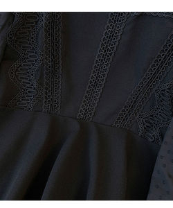 ANSZKTN camicetta da donna in <span class=keywords><strong>pizzo</strong></span> impiombato con polsino svasato con colletto alla coreana nero alla moda gotica - Product Image 5
