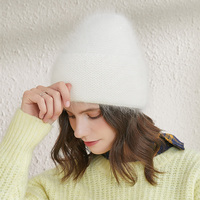 Chapeaux tricotés en laine de cachemire personnalisés de haute qualité Bonnet d'hiver en laine double couche épaisse et chaude pour femmes