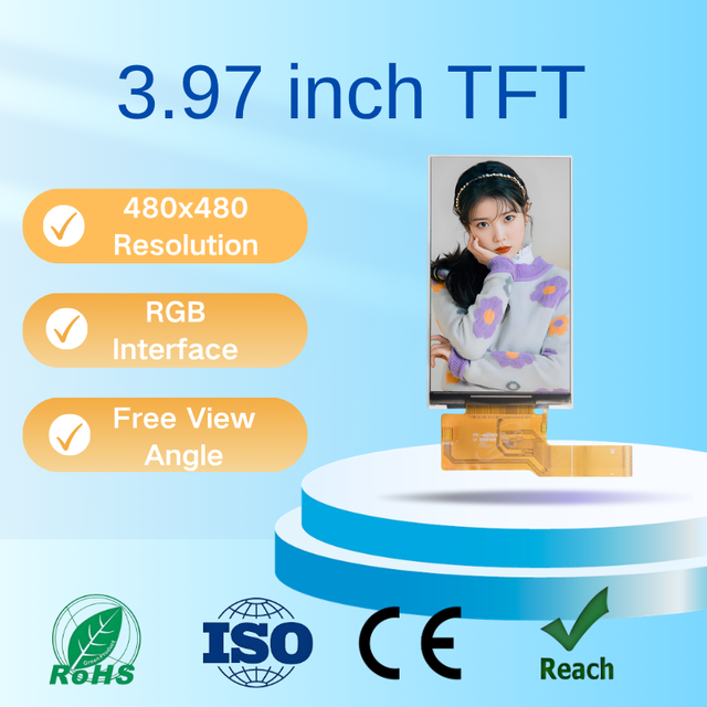 3.97 Inch IPS TFT LCD Display 480x480 Resolution RGB Interface 39pin 450nit Free Viewing Angle LCD Module
