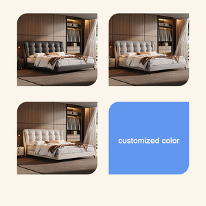 Nouveau design moderne lit de rangement tissu rembourrage cadre en bois King/Queen Size léger italien luxueux hôtel maison - Product Image 6