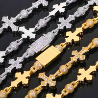 Collier pendentif chaîne croix boule disco Iced Out de haute qualité pour homme, style hip-hop, collection 2026