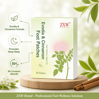 Patchs pour les pieds à base de plantes Wuzhuyu Rougui OEM ODM 30 pièces/boîte, autocollants de soin des pieds à l'armoise et à la cannelle pour un meilleur sommeil, prix de gros