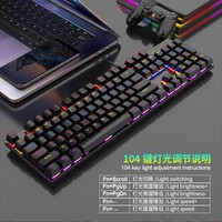Teclado Mecánico de 104 Teclas, Interruptor Azul, Retroiluminación RGB, Cable Desmontable Tipo-C, Teclado para Juegos y Oficina