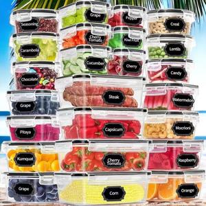 24 Pieces Food Storage <b>Containers</b> with Lids, Plastic BPA-Free Meal Prep <b>Container</b> for <b>Pantry</b> Organizers and Free <b>Labels</b> Marker - Product Image 1