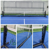 Poteau de filet de pickleball portable en acier galvanisé à 3 sections avec roulettes pivotantes, certifié CE, pour l'entraînement et le jeu