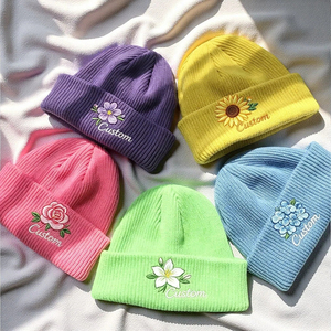 Custom Embroidery Logo Classic Men Women Acrylic Knit Cuffed Beanie Cap Warm Winter Ribbed Knit Watch <strong>Hat</strong> - Product Image 3
