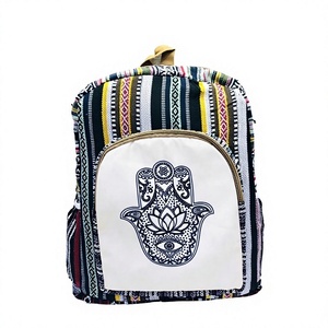 Himalayan Hemp Canvas Clutch with Hamsa Hand Design Chains 29x8x41cm Casual Daily Use Zipper Closure Multi-Function Unisex - Product Image 1