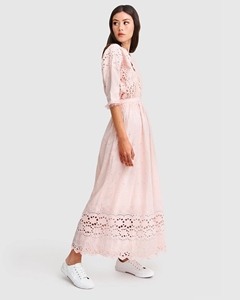 Robe longue brodée pour femmes, tenue de loisirs, élégante, rose, pour les dames, nouvelle collection d'été - Product Image 4