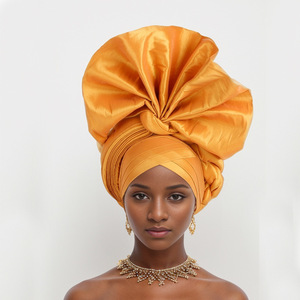 Turbante ASO OKE Listo para Usar, Gele Nigeriano Africano con Piedras y Cuentas, Gorros para Fiestas - Product Image 5