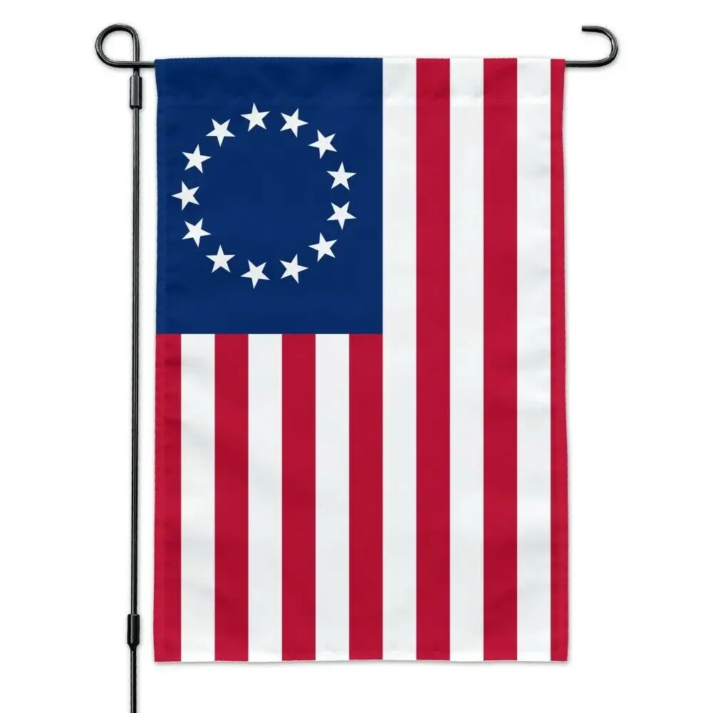 Bandiere da giardino americane Betsy Ross 13 stelle US bandiera da cantiere a doppia faccia bandiera patriottica decorazione prato esterno 12.5X18.5 pollici
