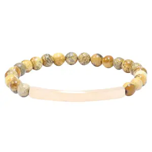 Bracelets en pierre naturelle en acier inoxydable, bricolage créatif, lettre sculptée, gros pendentif carré en or, Bracelets perlés