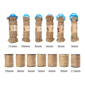 <span class=keywords><strong>Corde</strong></span> de jute <span class=keywords><strong>naturelle</strong></span> de différentes tailles (2,5 mm à 11 mm) pour le bricolage, cordon de chanvre pour matériaux artisanaux, ficelle de jute torsadée pour la décoration de la maison - Product Image 1