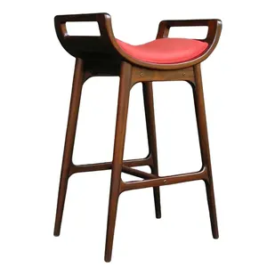 Tabouret de Bar en Bois Massif Design Industriel de Bonne Qualité avec Coussin Tabourets de Bar avec Repose-Pieds Tabouret de Bar Décoratif Moderne