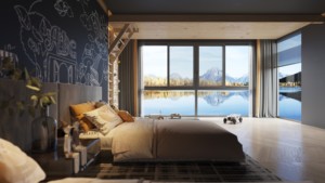 无缝焊接铝窗滑梯带蚊帐双层玻璃隔音法式推拉窗 - Product Image 4