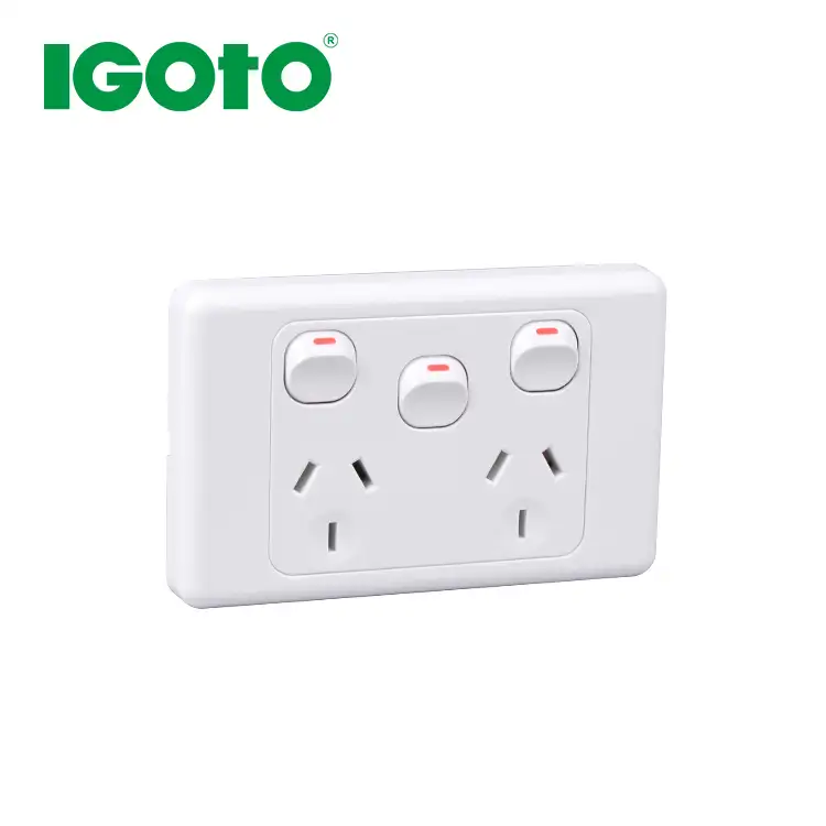 IGOTO AS316 vendita calda Australiano standard 10A orizzontale a doppia powerpoints con interruttore supplementare per hotel