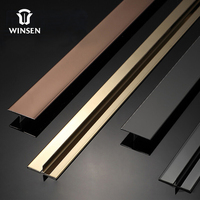 Profilé de carrelage en acier inoxydable moderne en forme de T Winsen avec installation facile pour la séparation des sols, des meubles, des murs et des tapis