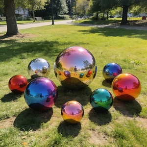 Ornements sphériques en miroir arc-en-ciel, globe de visualisation, boule creuse en acier inoxydable pour la décoration de jardin - Product Image 2