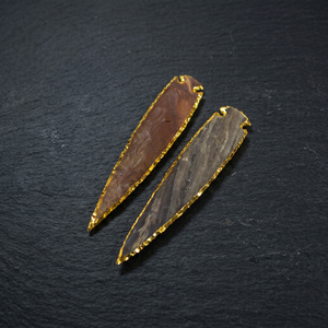 Pointes de flèches en agate électroplaquée de 7 pouces, artisanat en pierres précieuses - Cristaux de Rozrin ElcAr-5 sculptés et gravés - Product Image 3