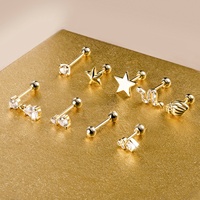 Moda donna 18k 14k gioielli Mini orecchino Set oro Vermeil placcato Fine piccolo Sterling 925 orecchini in argento gioielli Piercing