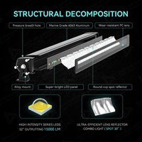 Kit de barre lumineuse LED stroboscopique professionnelle de 50 pouces à une seule rangée, couleur ambre, avec accessoires pour toit, compatible Polaris Ranger Kubota John Deere