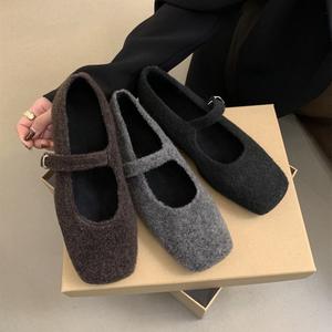 Factory Wholesale Customizable Fur Mary Jane Flats Fashion Casual Comfort Ballet <b>Shoes</b> Single Buckle Designer <b>Women</b> <b>Shoes</b> - Product Image 1